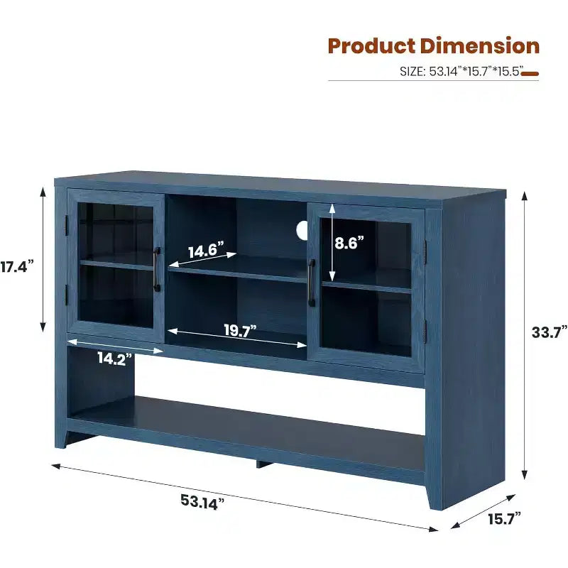 Sideboard Buffet Cabinet with 2 Glass Doors and 3 Shelves, Coffee Bar Storage Cabinet, Modern Design for Living Room, Entryway, and Dining Room