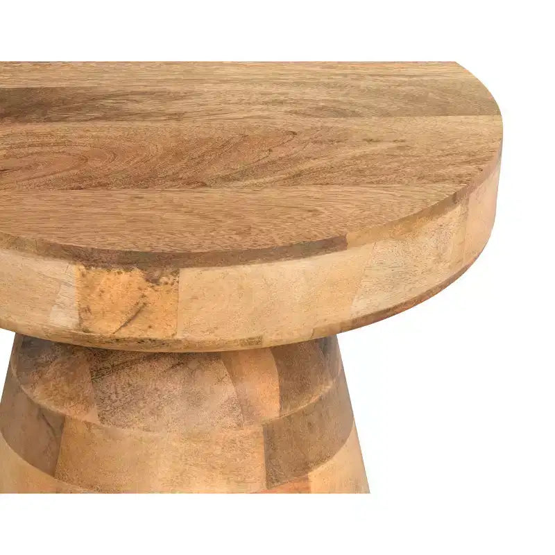 Krentz SOLID MANGO WOOD 16 inch Wide Round Boho Contemporary Rustic Accent Table, Fully Assembled