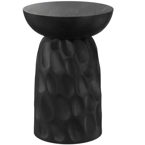 Willis 13 inch Wide Solid Mango Contemporary V-Chisel Accent Table in Black, Assembled