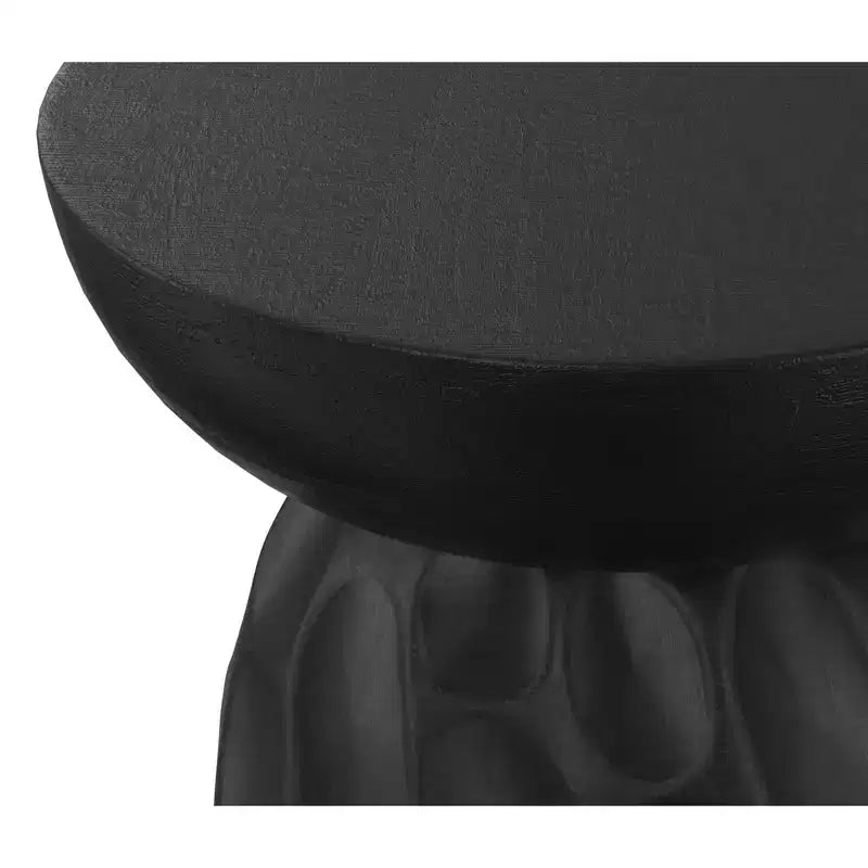 Willis 13 inch Wide Solid Mango Contemporary V-Chisel Accent Table in Black, Assembled