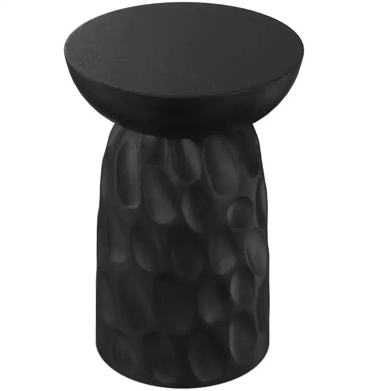 Willis 13 inch Wide Solid Mango Contemporary V-Chisel Accent Table in Black, Assembled