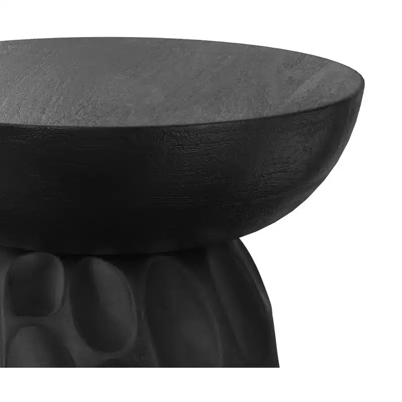 Willis 13 inch Wide Solid Mango Contemporary V-Chisel Accent Table in Black, Assembled