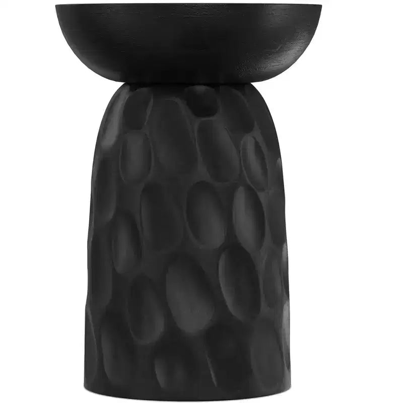 Willis 13 inch Wide Solid Mango Contemporary V-Chisel Accent Table in Black, Assembled