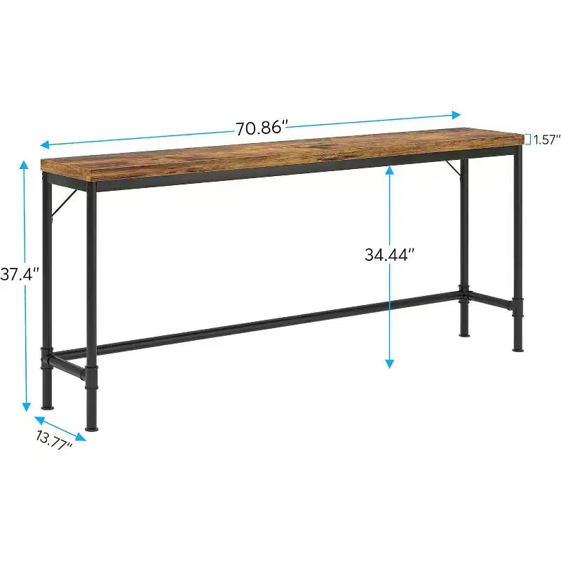 Lantine 70.9 Inch Extra Long Rustic Industrial Console Table, Narrow Sofa Table for Living Room, Entryway Hallway, Behind Couch, Height Bar Table.