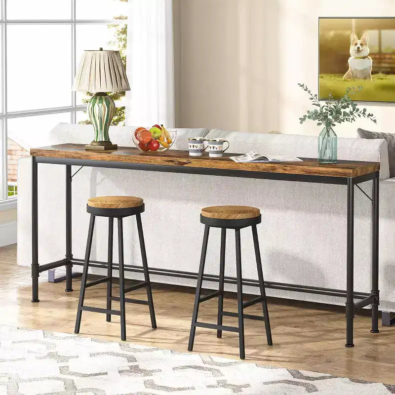 Lantine 70.9 Inch Extra Long Rustic Industrial Console Table, Narrow Sofa Table for Living Room, Entryway Hallway, Behind Couch, Height Bar Table.