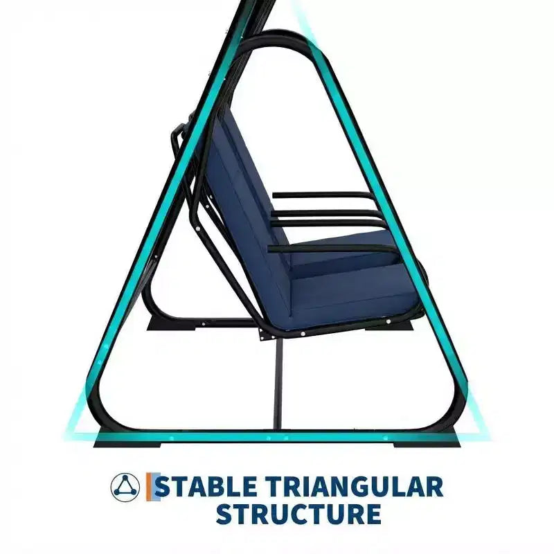 2-Person Outdoor Swing Chair, Adjustable Canopy & Removable Cushions, Heavy-Duty Steel Frame, Weather-Resistant, for Porch, Patio, Garden, Balcony
