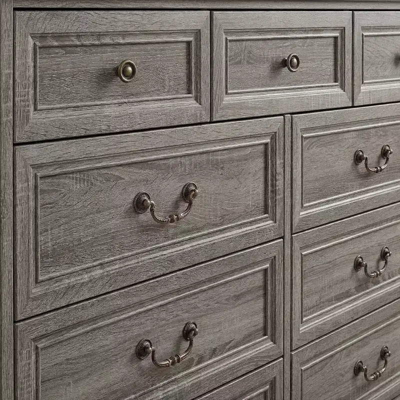 Famapy 9-Drawer Rustic Dresser with Antique Bronze Handles,Large Capacity Bedroom/Entryway Storage,Farmhouse Chest of Drawers