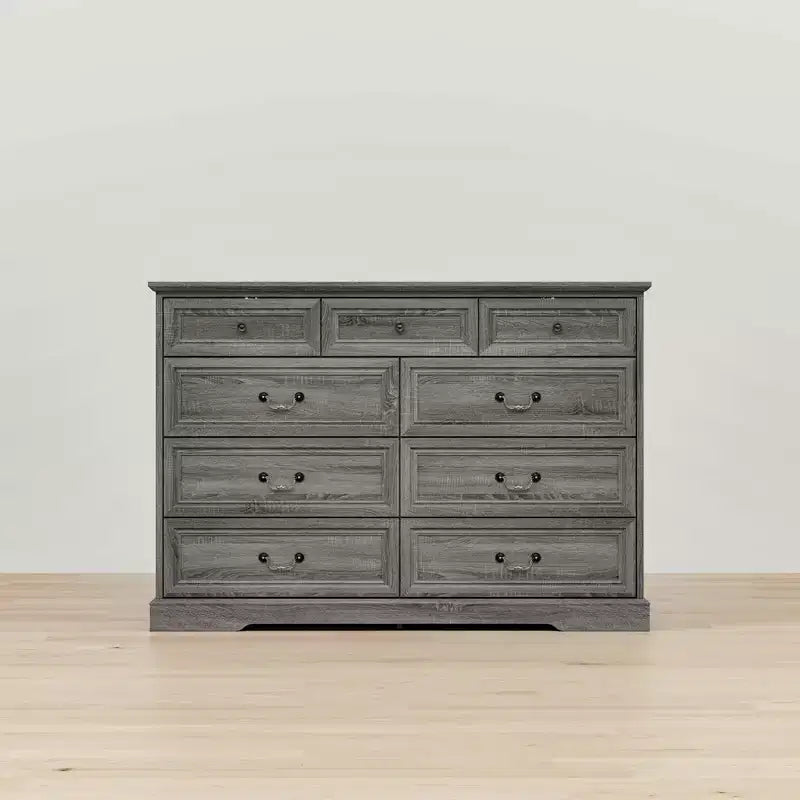 Famapy 9-Drawer Rustic Dresser with Antique Bronze Handles,Large Capacity Bedroom/Entryway Storage,Farmhouse Chest of Drawers
