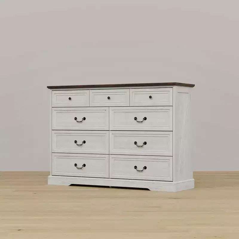 Famapy 9-Drawer Rustic Dresser with Antique Bronze Handles,Large Capacity Bedroom/Entryway Storage,Farmhouse Chest of Drawers