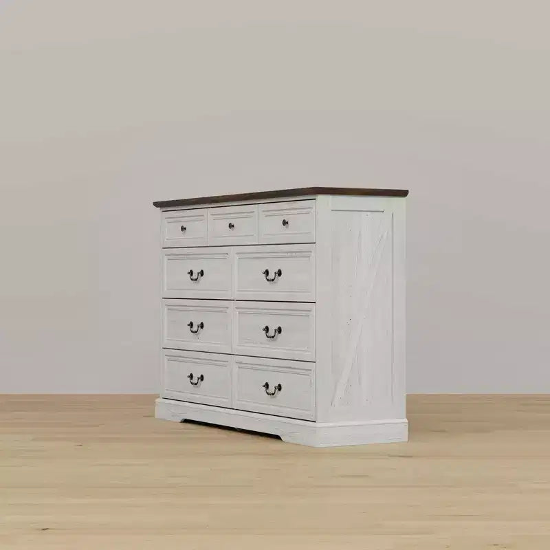 Famapy 9-Drawer Rustic Dresser with Antique Bronze Handles,Large Capacity Bedroom/Entryway Storage,Farmhouse Chest of Drawers