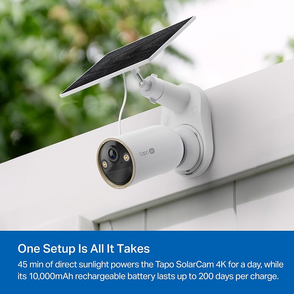 Tapo MagCam 4K Solar, 4K Ultra HD Outdoor Wireless Battery Camera w/Solar Panel – 24/7 Capture, Free Person/Vehicle Detection, Starlight Color Night Vision, Works w/Alexa &amp; Google Home