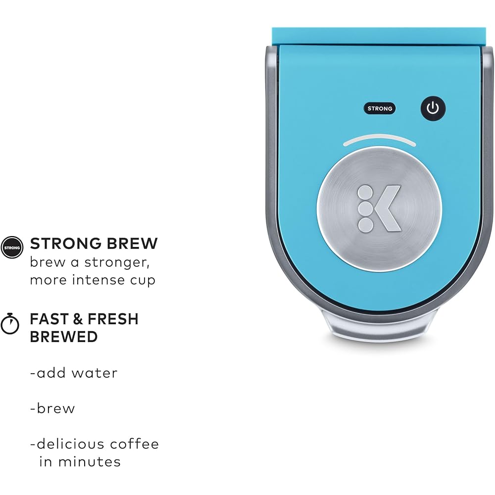 Keurig K-Mini Plus Single Serve K-Cup Pod Coffee Maker, with 6 to 12oz Brew Size, Stores up to 9 K-Cup Pods, Travel Mug Friendly, 1500 watts, Cool Aqua