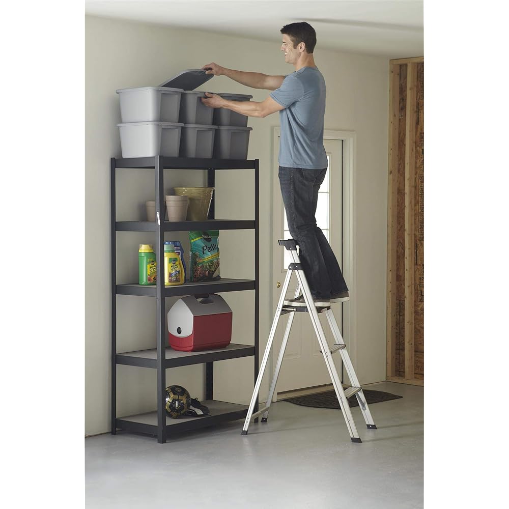 Cosco 3-Step Lightweight Aluminum Folding Step Ladder with Non-Marring Leg Tips, Slip-Resistant Platform, ANSI Rated 225 lbs, Home Furniture and Furnishings