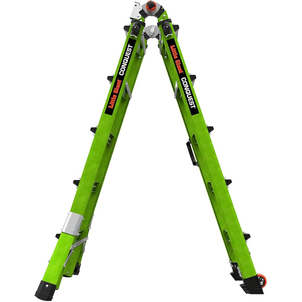 Little Giant Ladders Systems Conquest 2.0, M22, 22ft, Multi-Position Ladder, Fiberglass, Type 1A, 300 lbs Weight Rating, (17122-001), Green