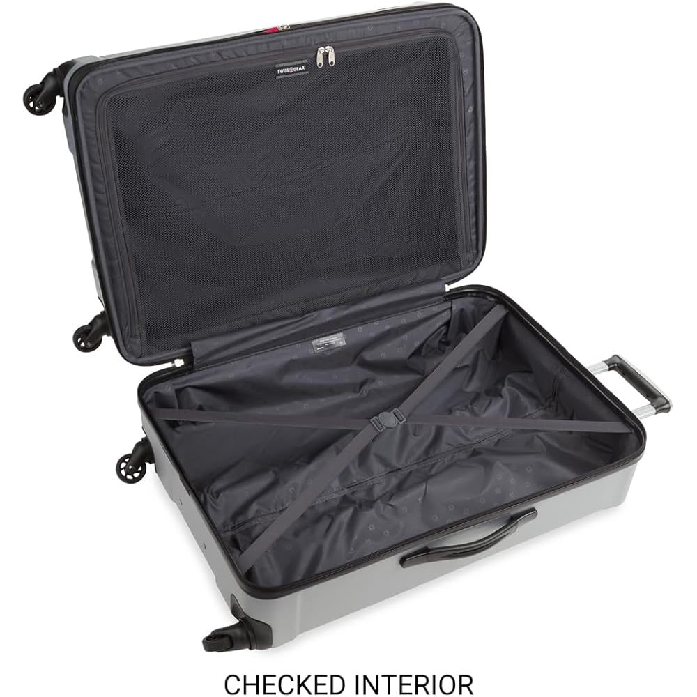 | SwissGear 3750 Hardside Expandable Luggage with Spinner Wheels, Silver, 3-Piece Set (20/24/27) | Suitcases