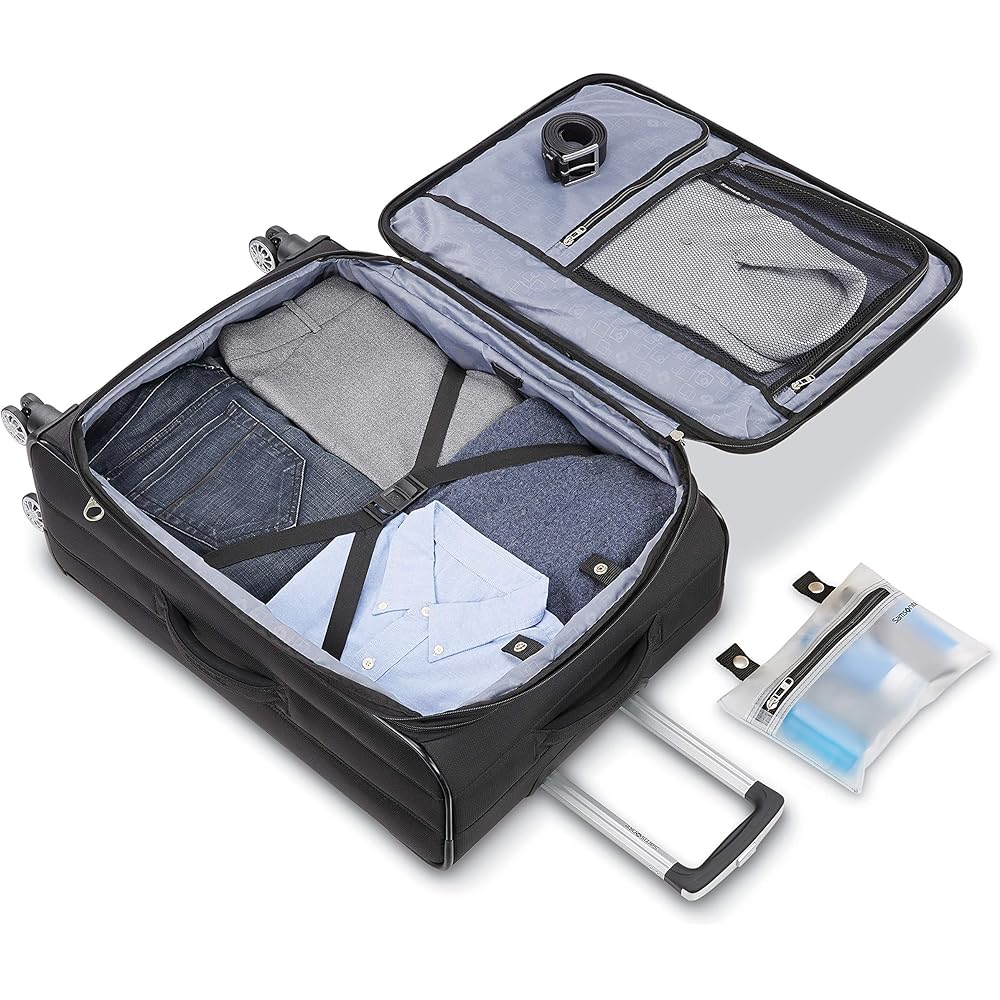 | Samsonite Ascella X Softside Expandable Luggage with Spinners, Black, 2PC SET (Carry-on/Medium) | Suitcases