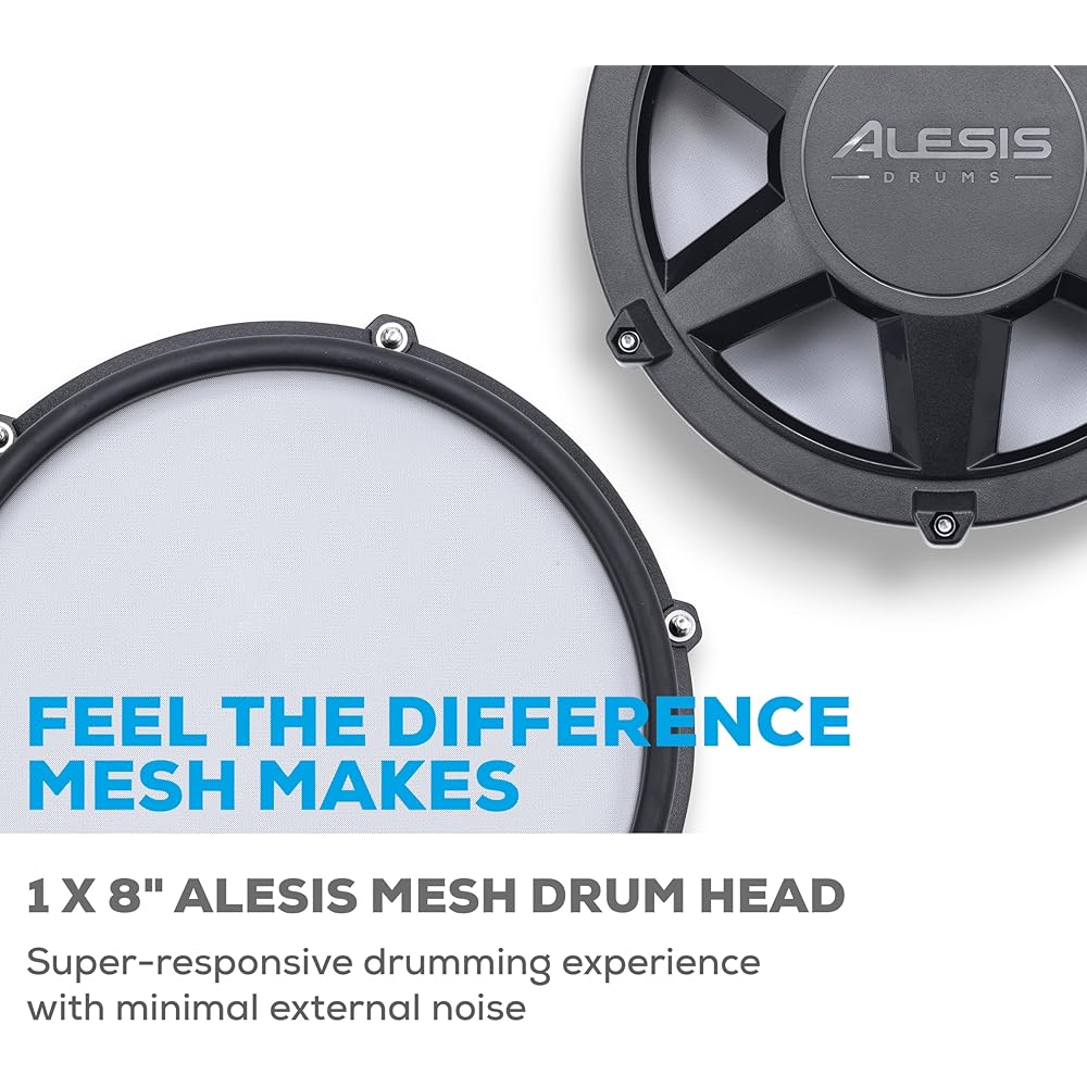 Alesis Nitro Max Kit 10 Piece Electric Drum Set with Quiet Mesh Pads, 10" Dual Zone Snare, Bluetooth, 440+ Sounds, Drumeo, Drum Throne and Headphones