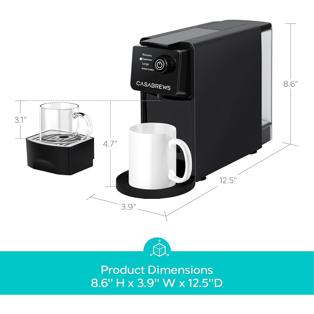 CASABREWS CM7036E Espresso Machine for Nespresso Original Pods, 20 Bar Compact Capsule Coffee Machine with 21 oz Removable Water Tank and 4 Brewing Modes, Mini Espresso Maker for Home or Office, Black