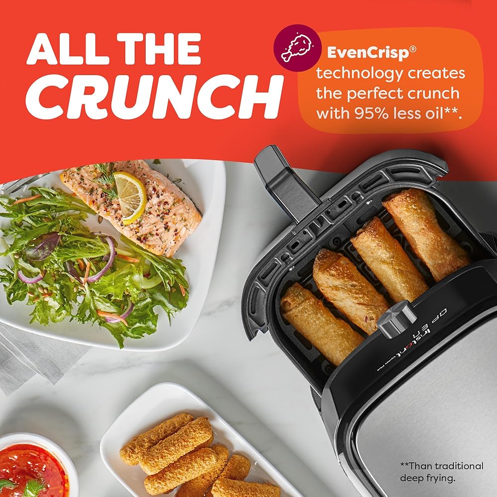 Instant Pot Vortex Plus 4QT Air Fryer, Custom Program Options, 6-in-1 Functions Crisps, Broils, Roasts, Dehydrates, Bakes, Reheats, 100+ In-App Recipes, from the Makers of Instant Pot, Stainless Steel