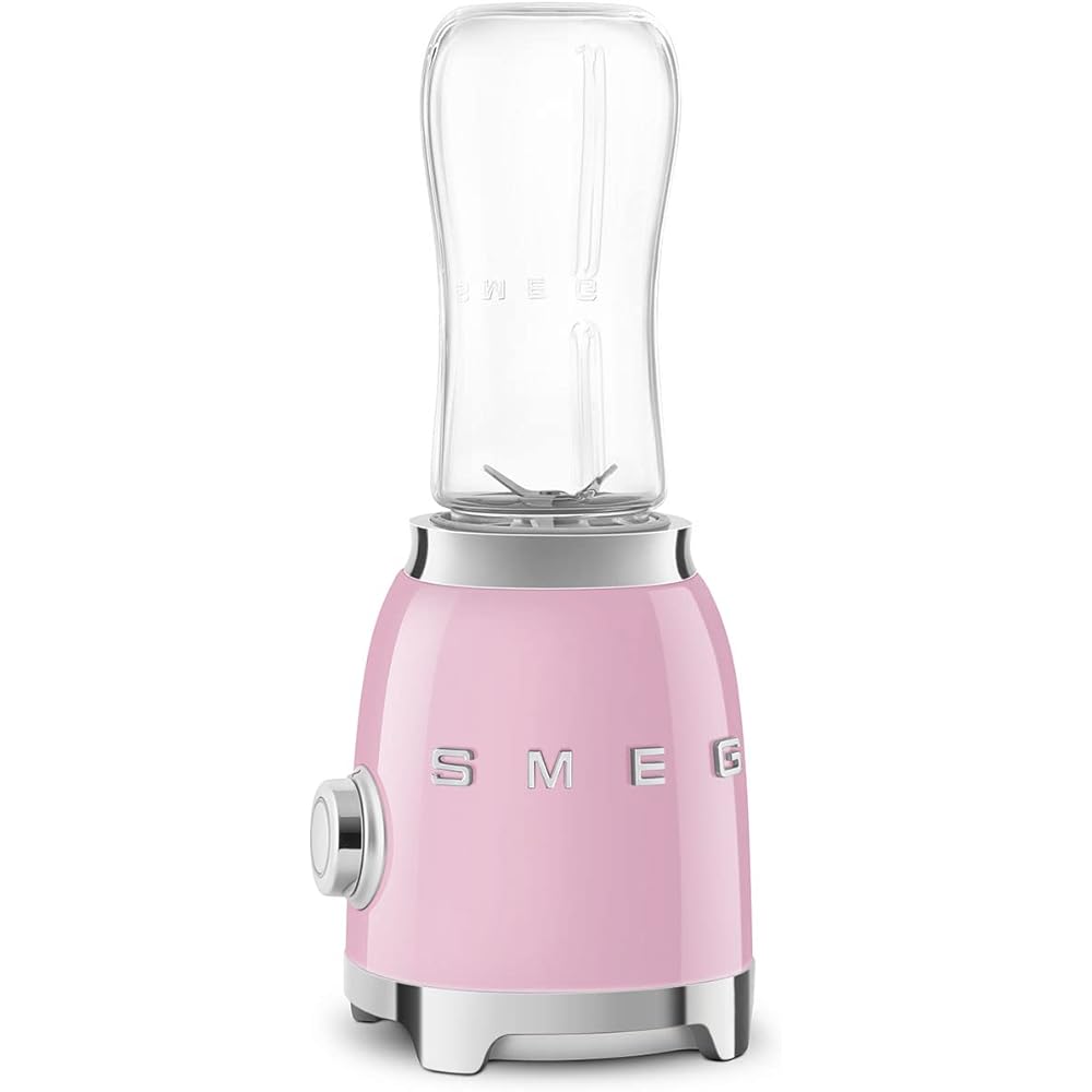 SMEG 50's Retro Style Personal Blender with Backlit Knob and Two 600 ML BPA Free bottles PBF01PKUS Pink