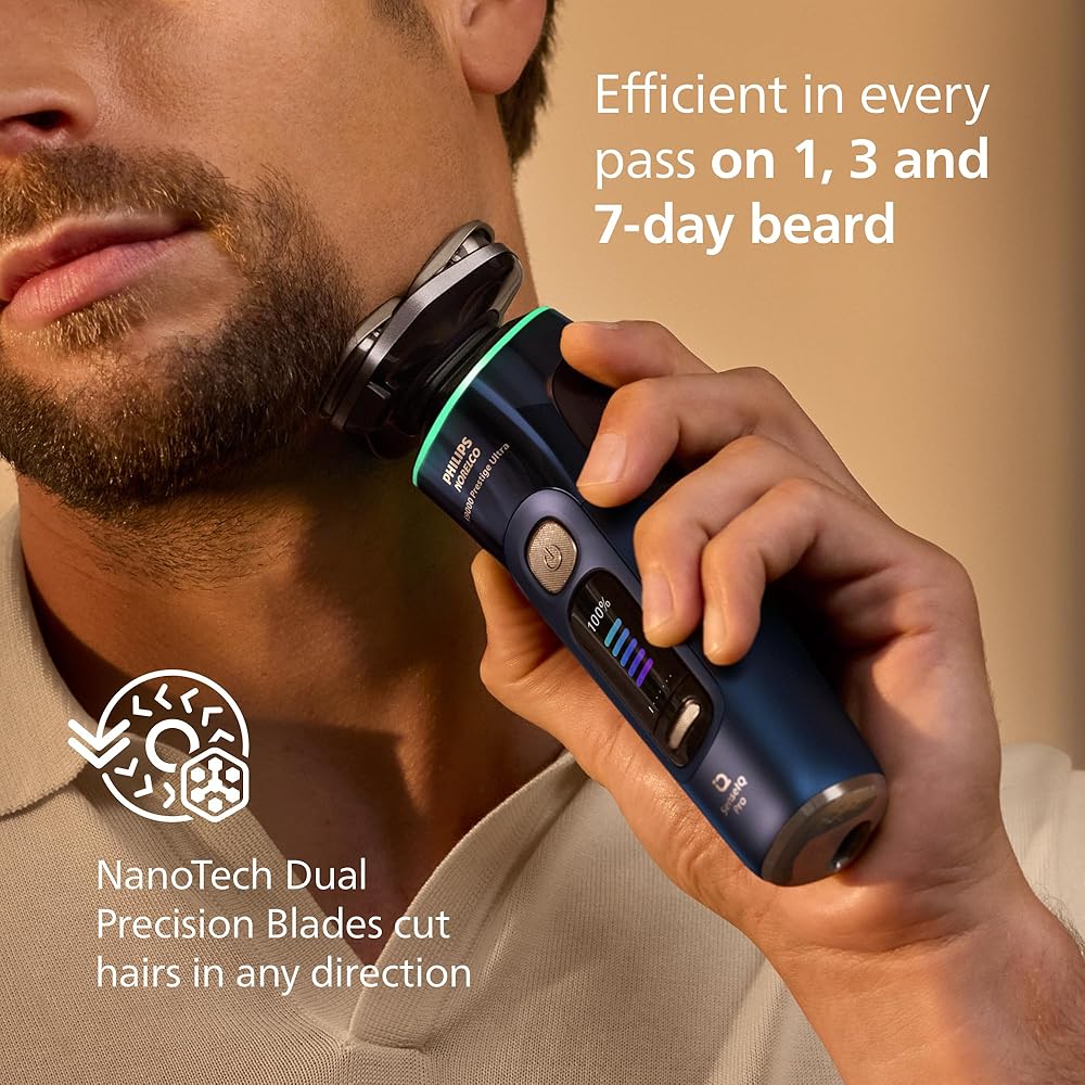 Philips Norelco Shaver i9000 Prestige Ultra, Wet &amp; Dry Electric Shaver, Adriatic, SenseIQ Pro Technology, Triple Lift &amp; Cut System, 360 Rotating NanoTech Precision Blades, Precision Trimmer, XP9401/92