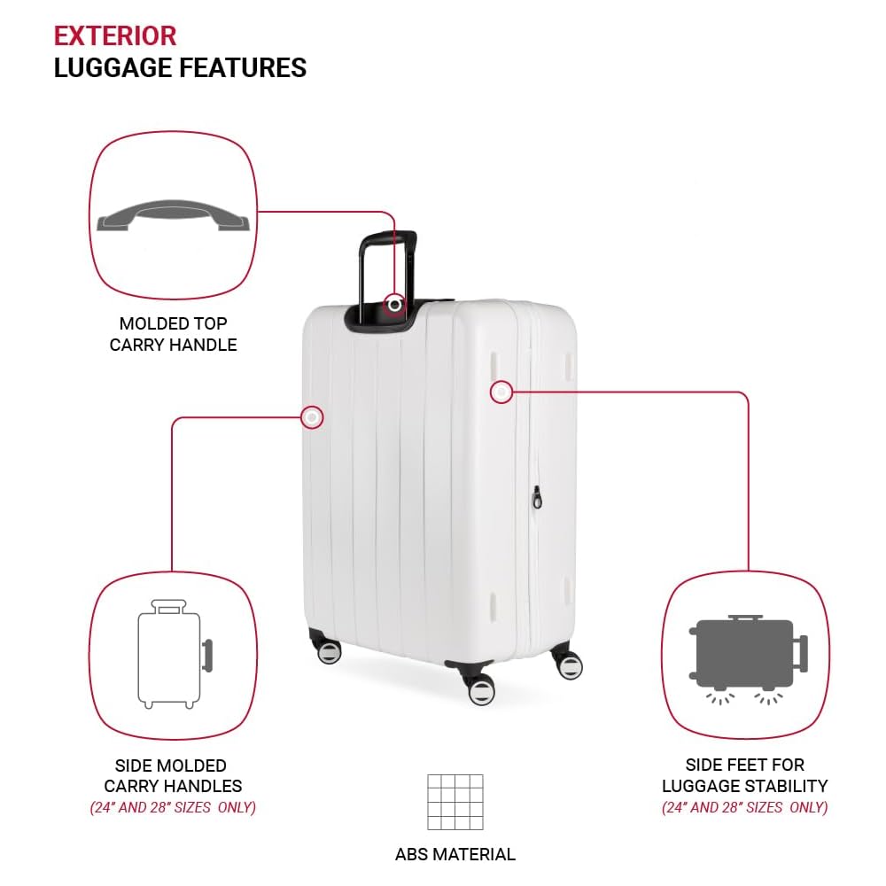 | SwissGear Wanderlust Pro Lightweight Expandable Spinner, White, 3-Piece Set (20/24/28) | Luggage
