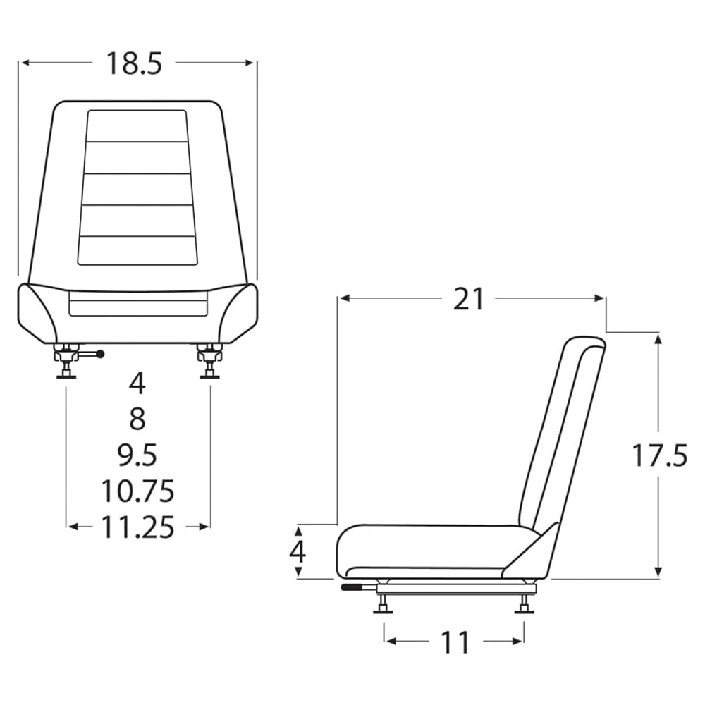 Wise Industrial WM682 Universal Bucket Seat Assembly, Black