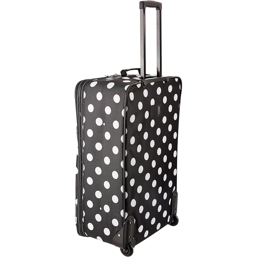 | Rockland Vara Softside 3-Piece Upright Luggage Set, Expandable,Black dot, (20/22/28) | Suitcases