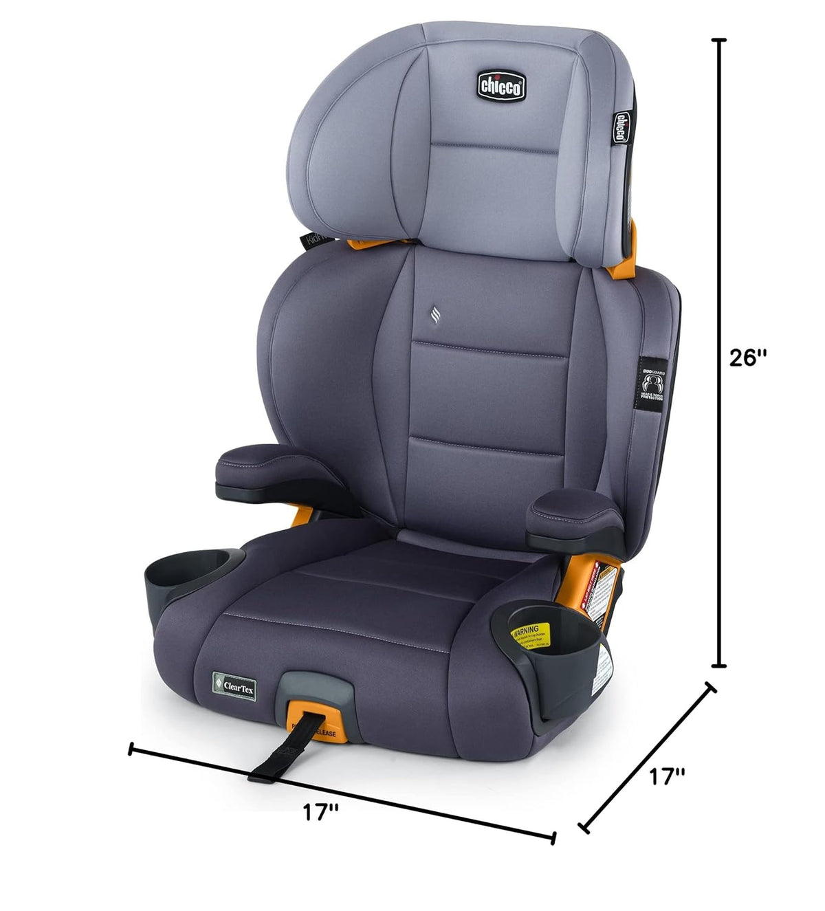 Chicco KidFit ClearTex Plus 2-in-1 Belt-Positioning Booster Car Seat, Backless and High Back Booster Seat, for Children Aged 4 Years and up and 40-100 lbs. | Lilac/Purple