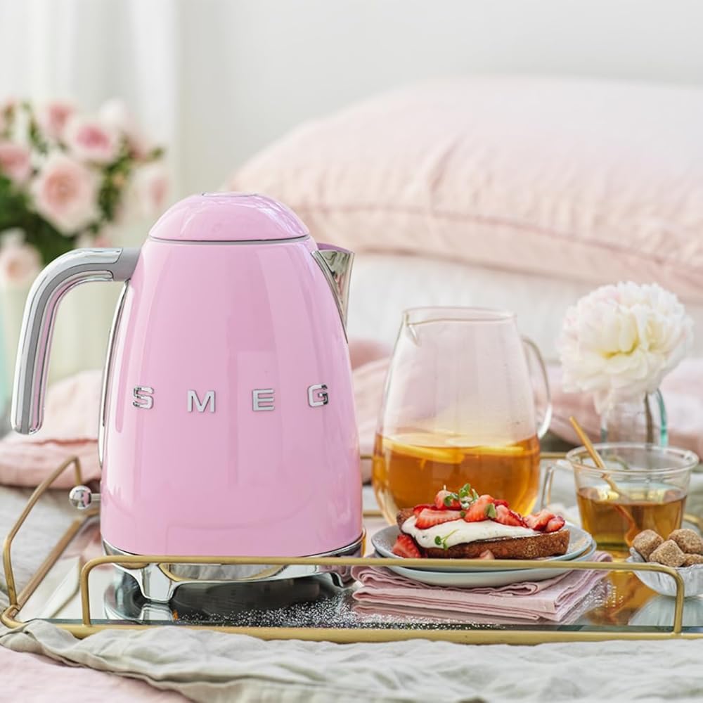 SMEG 50's Retro Style Electric Water Kettle with Automatic Shutoff, Removable Base, and Water Indicator, KLF03PKUS, Pink