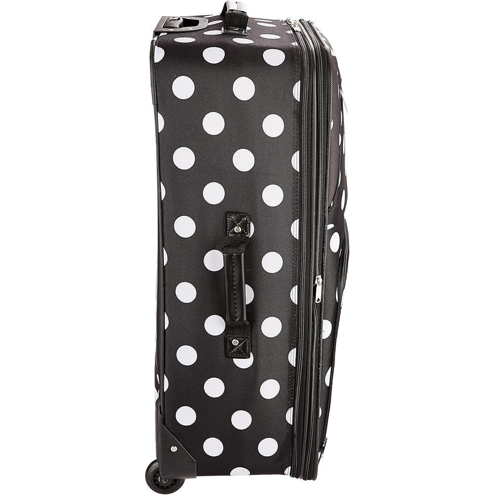 | Rockland Vara Softside 3-Piece Upright Luggage Set, Expandable,Black dot, (20/22/28) | Suitcases