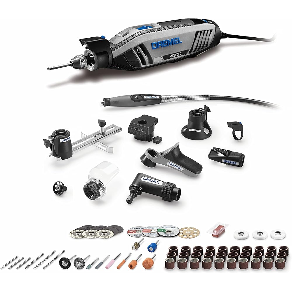 Dremel 4300-9/64 Rotary Tool Kit with Flex Shaft9 Attachments &amp; 64 AccessoriesEngraver, Router, Sander, and Polisher &amp; 2500-01 Rotary Tool Multi-Vise