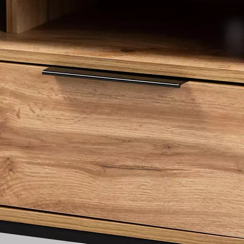Reid Wood and Metal 2 Drawer TV Stand for TVs up to 45" Dark Brown - Baxton Studio: Entertainment Center with Storage