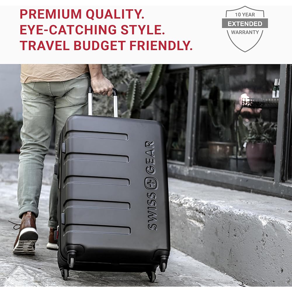 | SwissGear 7366 Hardside Expandable Luggage with Spinner Wheels, Black, Carry-On 19-Inch | Carry-Ons
