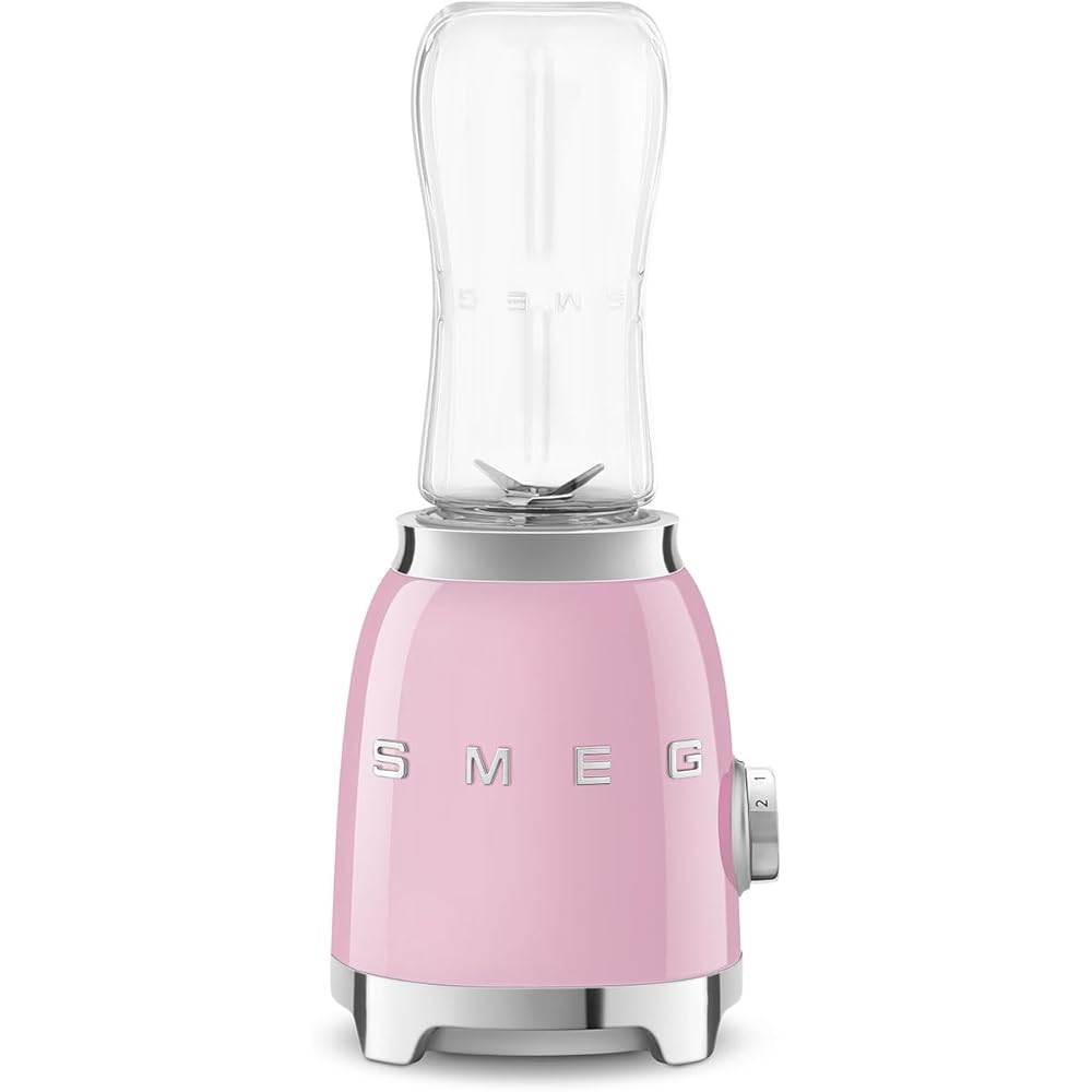 SMEG 50's Retro Style Personal Blender with Backlit Knob and Two 600 ML BPA Free bottles PBF01PKUS Pink