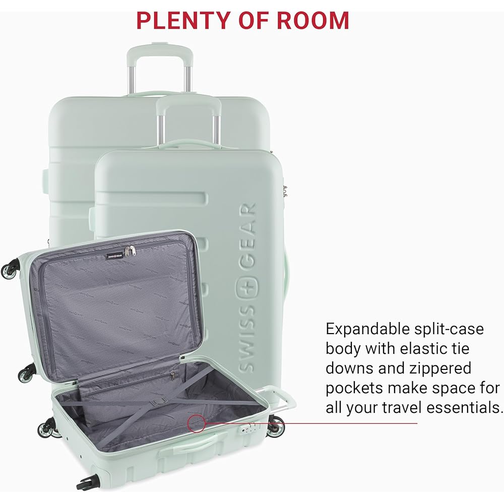 | SwissGear 7366 Hardside Expandable Luggage with Spinner Wheels, Clearly Aqua, 3-Piece Set (19/23/27) | Carry-Ons