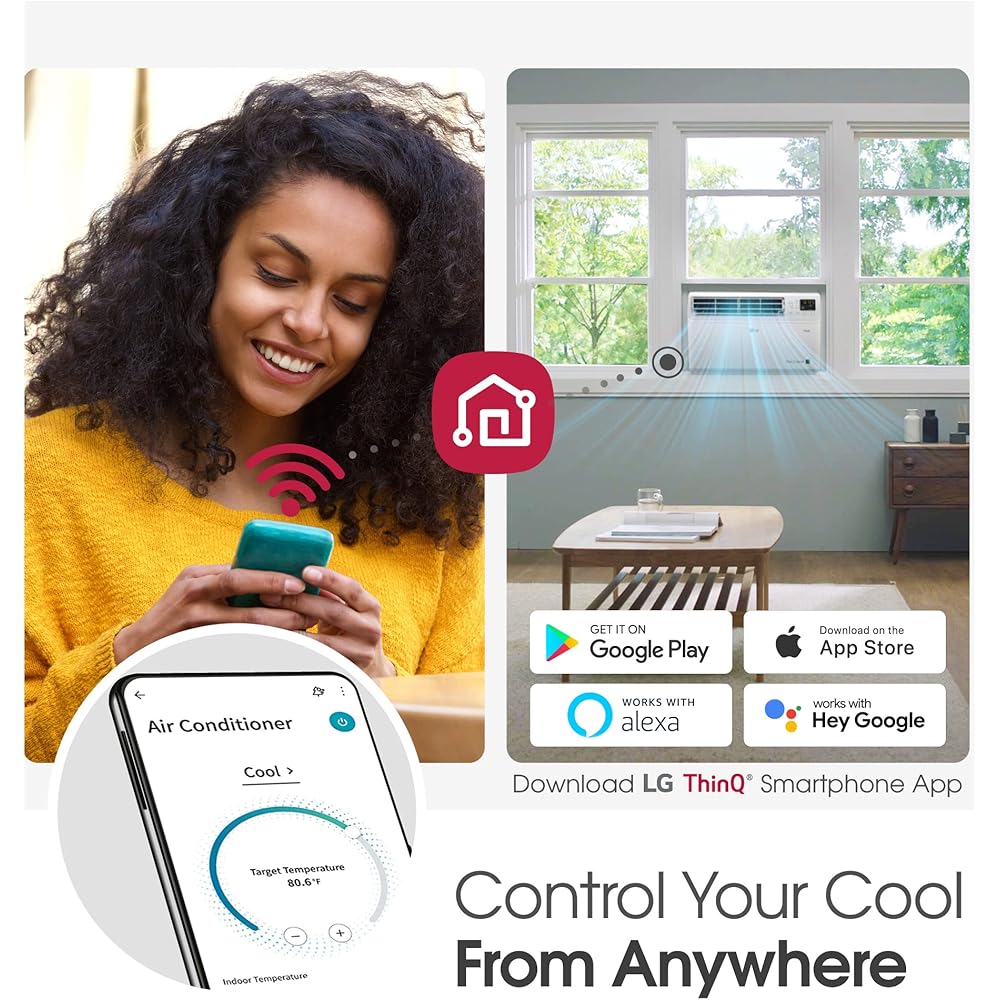 LG 10,000 BTU Window Air Conditioner Unit with Remote Control, 115V, White