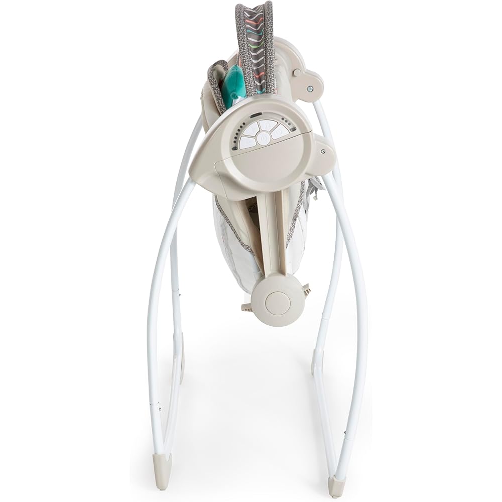 Ingenuity Soothe 'n Delight Compact Portable 6-Speed Plush Baby Swing with Music, Folds Easy, 0-9 Months 6-20 lbs (Cozy Kingdom)