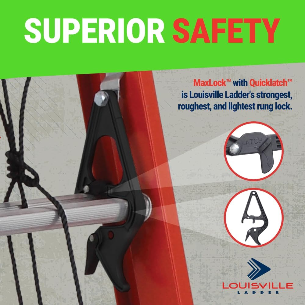 Louisville Ladder 20-Foot Fiberglass Extension Ladder, 300-Pound Load Capacity, Type IA, L-3022-20PT
