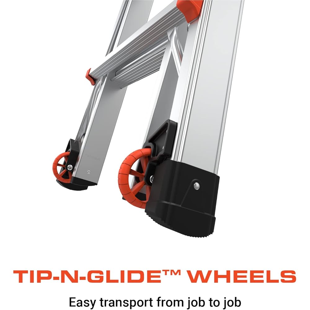 Little Giant Ladders Velocity, 22-Ft Folding Multi-Position Ladder, Aluminum, 300 lb Load Capacity, Type 1A Extra Heavy Duty, 22-Ft Reach, with Ratchet Levelers and Wheels (15422-801)
