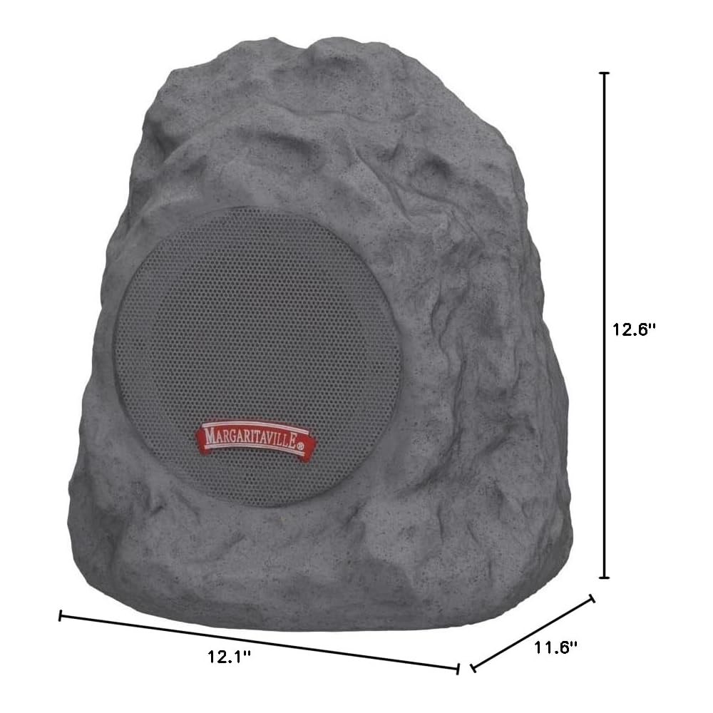 Margaritaville “On The Rock” Outdoor Bluetooth Wireless Speaker | Durable Bluetooth Speakers, Fantastic Yard or Patio Decor, IPX-4 Waterproof Rated, Granite Grey (Two Pack)