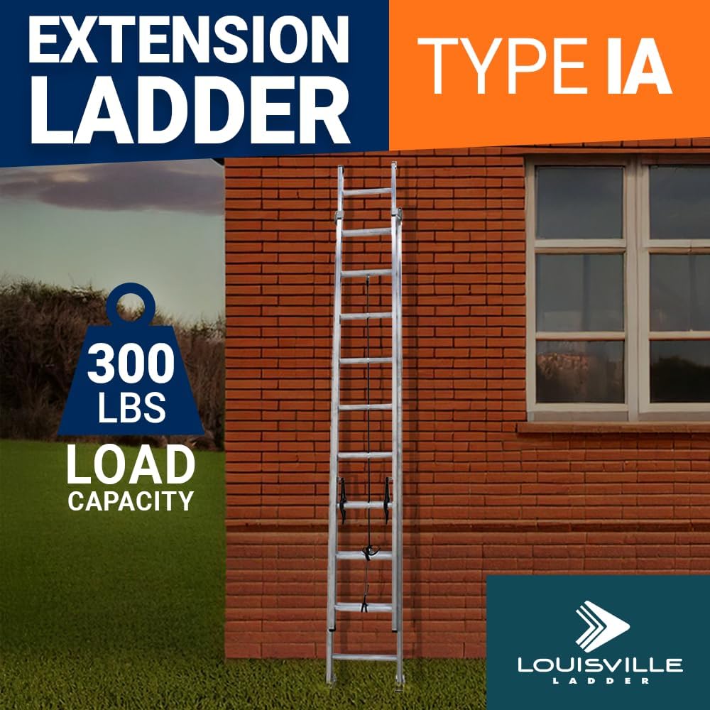 Louisville Ladder 32-foot Aluminium Extension Ladder, 300-Pound Load Capacity, Type IA, AE2232