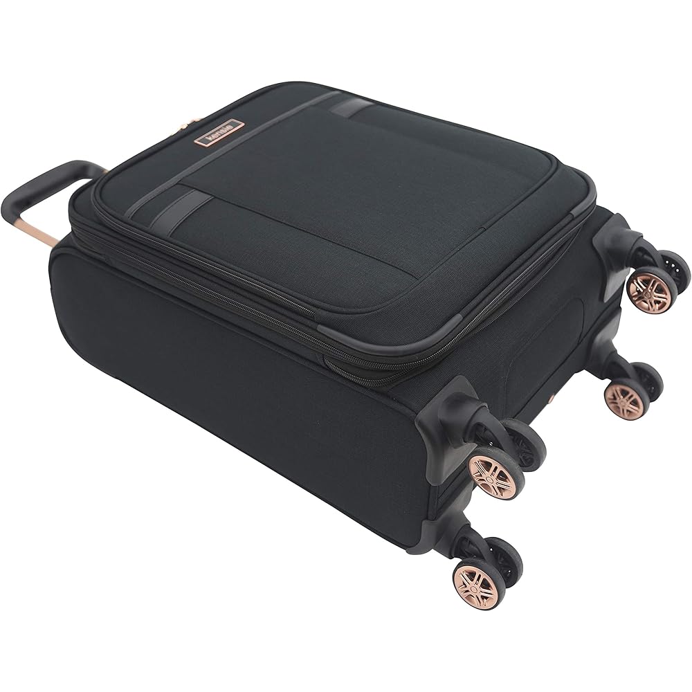 | kensie Hudson Softside Spinner Luggage, Black with Rose Gold, 3-Piece Set (16/20/28) | Luggage Sets