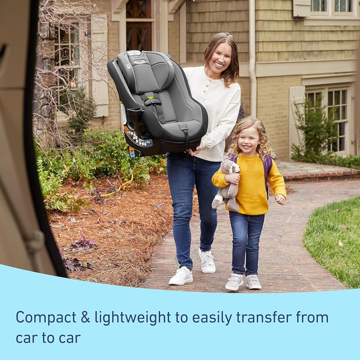 Graco Contender Slim Convertible Car Seat, West Point, Space-Saving Design, Lightweight and Compact