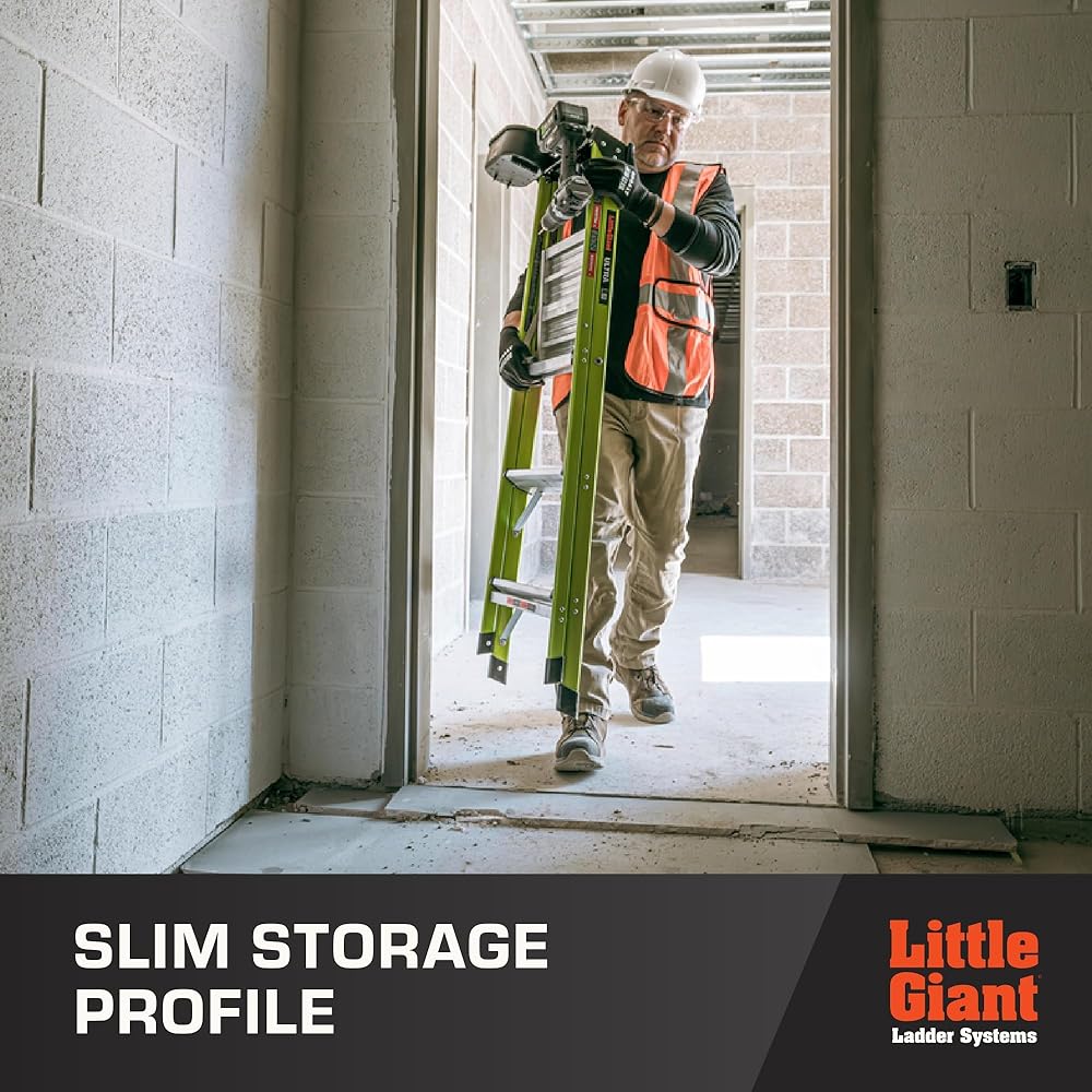 Little Giant Ultra Step Ladder with XL Platform, 3-Step Lightweight Foldable Non-Conductive Fiberglass, 300 Lbs. Capacity Type IA Extra Heavy Duty Ladder 8-Ft Max Reach