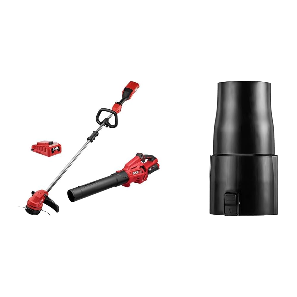 Skil CB7478C-11 PWR CORE 40 Brushless 40V 14%22 String Trimmer and Leaf Blower Combo Kit with 2.5Ah Battery and Charger &amp; SNR0001 Round Nozzle for Blower BL4713-10/BL4713C-11