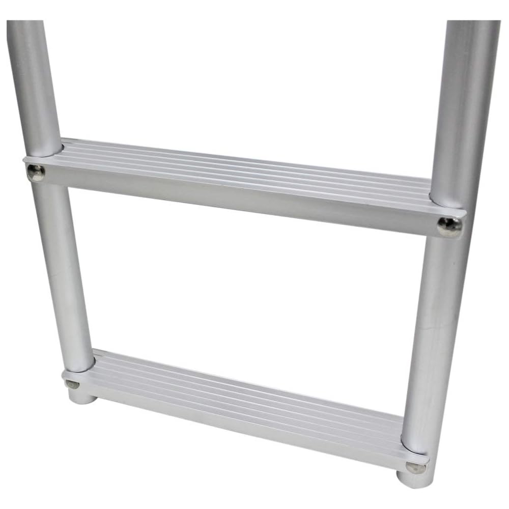 Extreme Max 3005.4108 Heavy-Duty Aluminum Weld-Free Fixed Dock Ladder with Comfort Use Round Tube Frame 5-Step, 300 lbs. Weight Capacity
