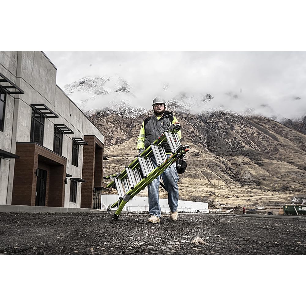 Little Giant Ladders Systems Conquest 2.0, M22, 22ft, Multi-Position Ladder, Fiberglass, Type 1A, 300 lbs Weight Rating, (17122-001), Green