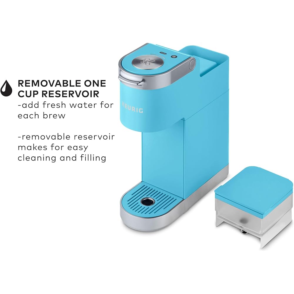 Keurig K-Mini Plus Single Serve K-Cup Pod Coffee Maker, with 6 to 12oz Brew Size, Stores up to 9 K-Cup Pods, Travel Mug Friendly, 1500 watts, Cool Aqua