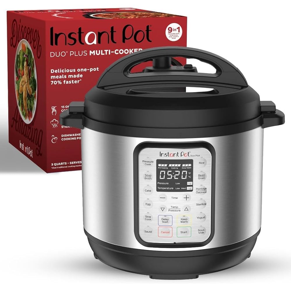 Instant Pot Duo Plus 9-in-1 Multicooker, Pressure Cooker, Slow Cook, Rice Maker, Steamer, Sauté, Yogurt, Warmer &amp; Sterilizer, Includes App With Over 800 Recipes, Stainless Steel, 6 Quarts